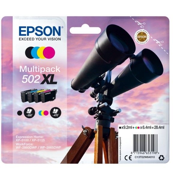 502XL MultiPack Bk,C,M,Y High-Capacity