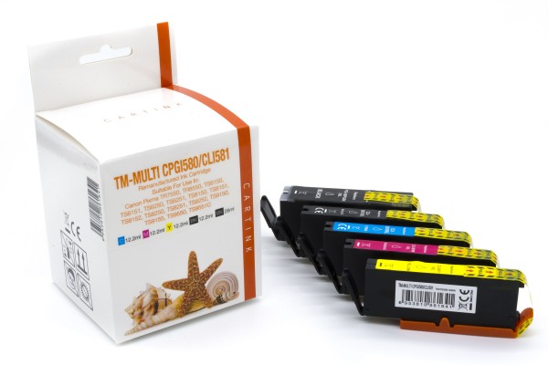 Multipack PGI580/CLI581 Alternativ Tinte für Canon / BKCMYK 1 x 26 ml 4 x 12,2 ml