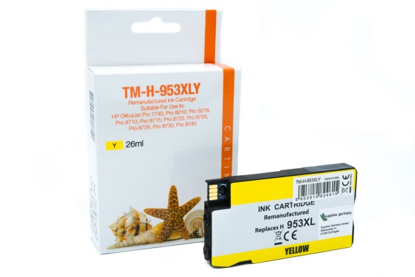 953XLY Alternativ Tinte Yellow für HP / F6U18AE / 26ml
