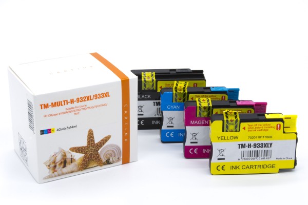 Multipack 932XL/933XL Alternativ Tinte für HP / CN053AE / BK40ml / C,M,Y14ml (PATENT SAFE)