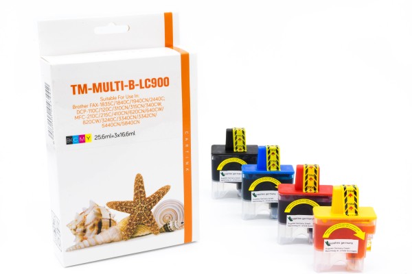 Multipack LC900 Alternativ Tinte für Brother / LC900VALBP / BK23ml / C,M,Y17,5ml