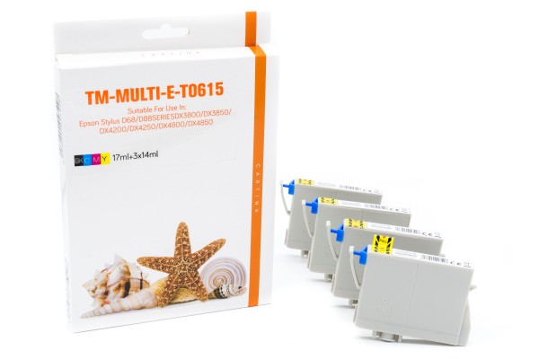 Multipack T0615 Alternativ Tinte für Epson / C13T06154010 / BK,C,M,Y13ml