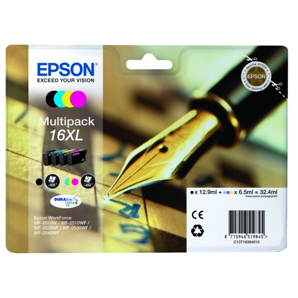16XL MultiPack Bk,C,M,Y High-Capacity XL