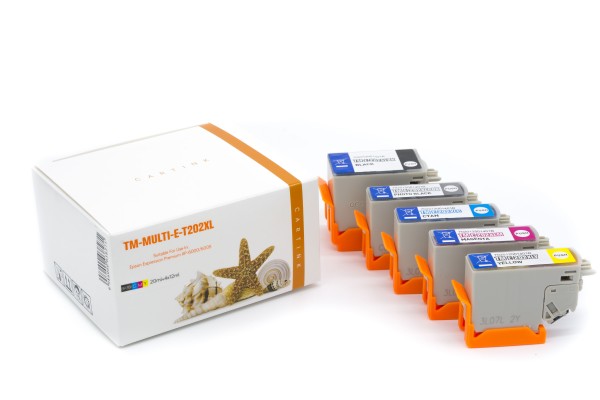 Multipack T0202XL Alternativ Tinte für Epson / C13T02G74010/BK20ml/PBKCMY12ml (PATENT SAFE)