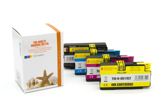 Multipack 950XL/951XL Alternativ Tinte für HP / CN045AE / BK73ml / C,M,Y26ml (PATENT SAFE)