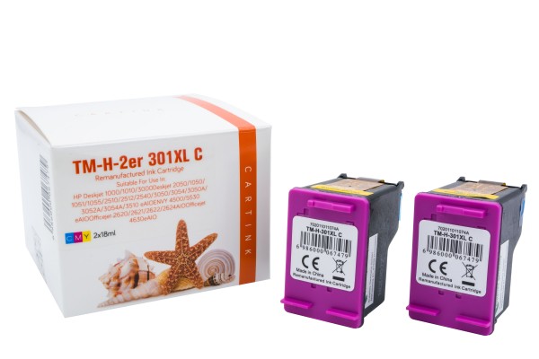 301CXL Doppelpack Alternativ Tinte Color für HP / CH564EE / 2x18 ml