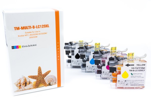 Multipack LC129XL Alternativ Tinte für Brother / LC129XLVALBPDR / BK2400 Seiten / C,M,Y1200 Seit