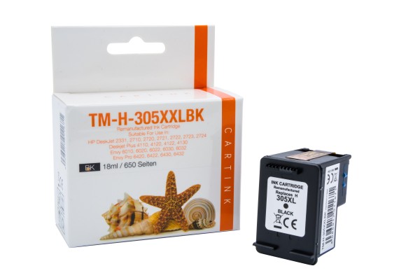 305XXLBK Alternativ Tinte Black für HP / ~3YM62A / Ca. 650 Seiten / 170% mehr Inhalt