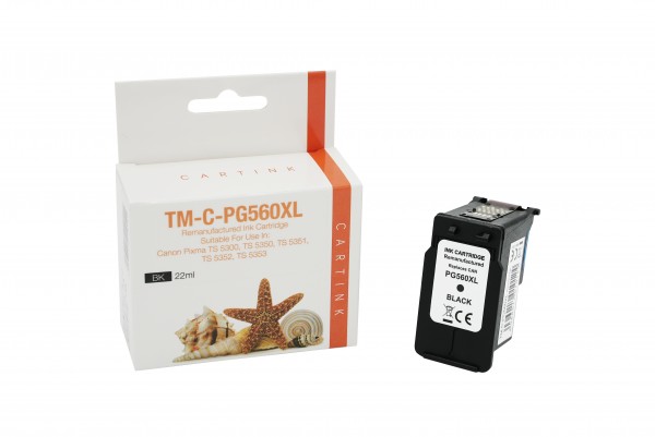 PG560XXL Alternativ Tinte Black für Canon / ~3712C001 / 22ml 54% mehr Inhalt 750 Seiten